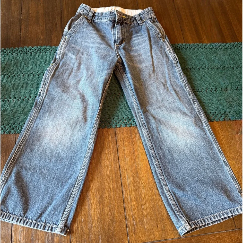 OshKosh Bgosh Boys Carpenter Jeans Medium Wash Denim Hammer Loop Size 7 Regular
